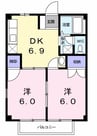 クワイエットハイツＡ 2DKの間取り