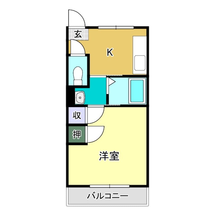 間取図 高知市電ごめん線・伊野線/舟戸駅 徒歩4分 1階 築37年