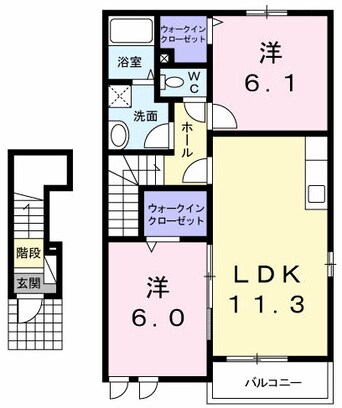 間取図 ＦＬＯＲ　野市　Ｂ