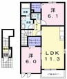 ＦＬＯＲ　野市　Ｂ 2LDKの間取り