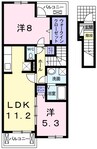 サンサンアルバ 2LDKの間取り