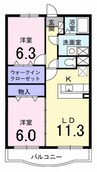 ノーブル西野 2LDKの間取り