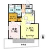 サンリッサ西野 1LDKの間取り