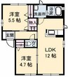 シャーメゾン・ヴィアーレD Ⅲ 2LDKの間取り