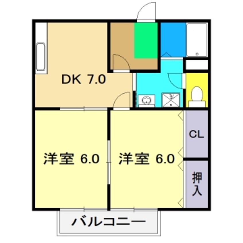 間取図 高知市電ごめん線・伊野線/住吉通駅 徒歩5分 2階 築20年