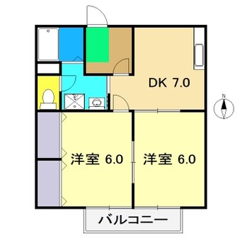 間取図 高知市電ごめん線・伊野線/住吉通駅 徒歩5分 2階 築20年