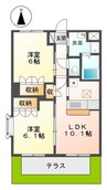 メルヴェール弐番館 2LDKの間取り