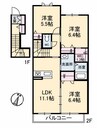 シャーメゾンみどり野 E棟 3LDKの間取り