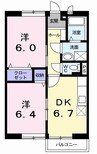 カーサ西野Ⅱ 2DKの間取り
