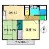 ラポール野本 A棟 2DKの間取り