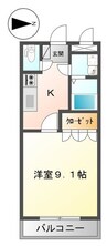 コンフォータブル 1Kの間取り