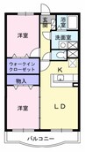 ノ－ブル西野 2LDKの間取り