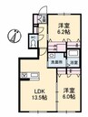 シャーメゾンみどり野 D棟 2LDKの間取り