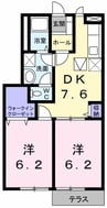 アムロッソ・野市 2DKの間取り