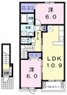 ピア野市Ⅰ 2LDKの間取り