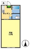 西田ハイツ 北 1Kの間取り