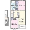 アジュガ・Ⅰ 2LDKの間取り