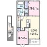 アジュガ・Ⅰ 2LDKの間取り