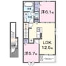 アジュガ・Ⅰ 2LDKの間取り