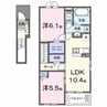 アジュガ・Ⅱ 2LDKの間取り