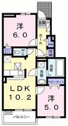 ピーコック　Ⅲ 2LDKの間取り