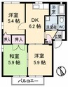 エスポワール E棟 3DKの間取り