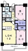 フランスクエア 2LDKの間取り