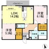 Bella Foresta 後免 2LDKの間取り