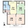 メゾンエトワール B棟 2LDKの間取り