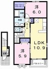 サンモール・南国Ａ 2LDKの間取り