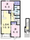 カームネス岡本　Ⅳ 2LDKの間取り