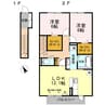 クレストⅢ 2LDKの間取り