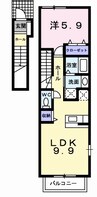 シングル　コ－タ・コ－トＡ 1LDKの間取り