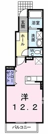 ヴィラ・ブライト　Ⅱ 1Kの間取り