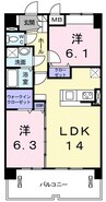 ニュ－カレント 2LDKの間取り