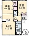 クオレール大橋A棟 2LDKの間取り