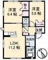 クオレール大橋A棟 2LDKの間取り