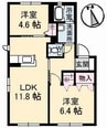 シャーメゾン大埇 B棟 2LDKの間取り