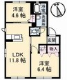 シャーメゾン大埇 B棟 2LDKの間取り