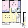 カーサ・フィオーレ中島A 2LDKの間取り