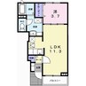 ポーシェガーデン 1LDKの間取り