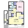 アンソレイエ飾磨　Ⅱ番館 1LDKの間取り