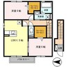 オークス中島 2LDKの間取り