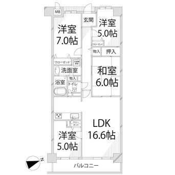 間取図 ロワイヤル岡田・手柄山公園