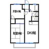 シャトー三木 2DKの間取り