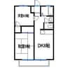 シャトー三木 2DKの間取り