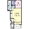 カサブランカB 1LDKの間取り
