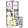 アルモニー　メゾンⅡ 2LDKの間取り