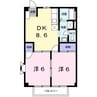 アネックス今在家 2DKの間取り