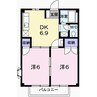 ウスキハイツ 2DKの間取り